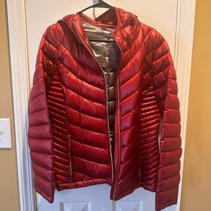 Shiny Red CK down puffer coat